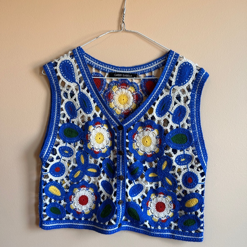 Gabby Isabella Multicolor Crochet Vest